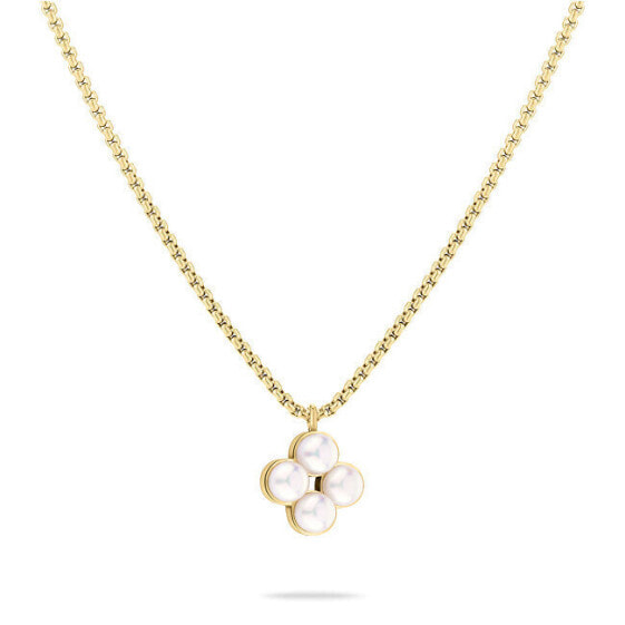 Charming gold plated necklace with synthetic pearls TJ-0512-N-45