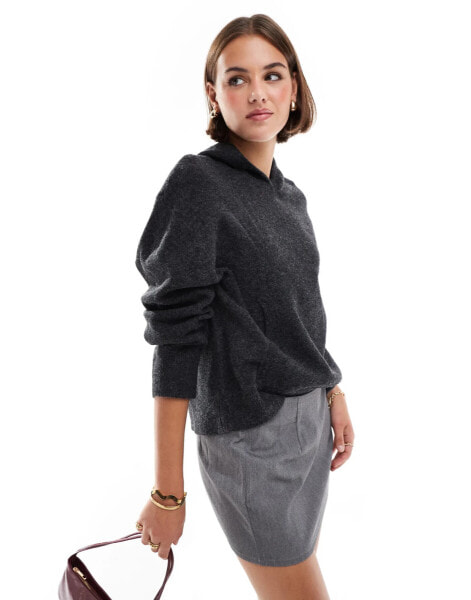 New Look knitted hoodie in grey