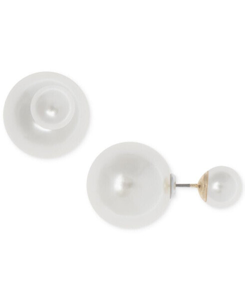 Gold-Tone Imitation Pearl Front Back Earrings