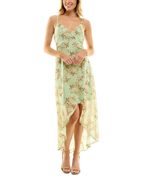 Juniors' Floral-Print High-Low Chiffon Dress