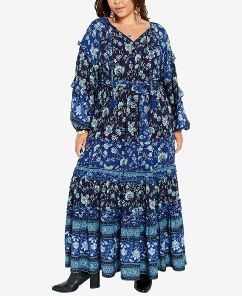 Plus Size Willow Border Maxi Dress