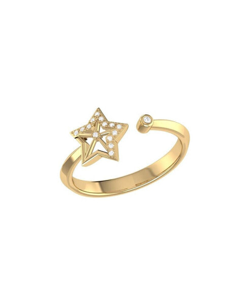 Wish Upon A Star Design Sterling Silver Diamond Women Ring