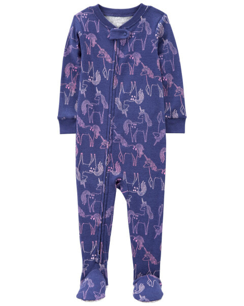Toddler 1-Piece Unicorn 100% Snug Fit Cotton Footie Pajamas 2T