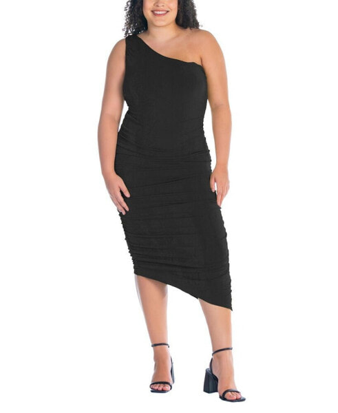 Plus Size One Shoulder Ruched Bodycon Dress