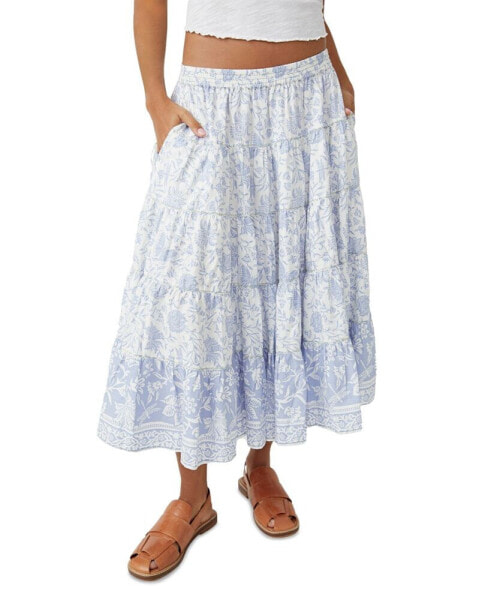 Women's Full Swing Printed Tiered Midi Skirt
