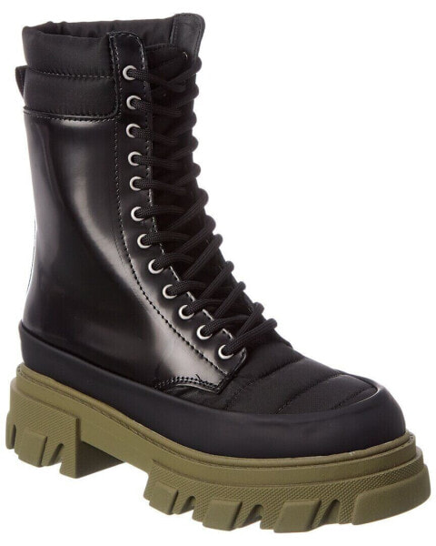 Ganni Quilted Nylon & Leather Combat Boot Women's Black 35