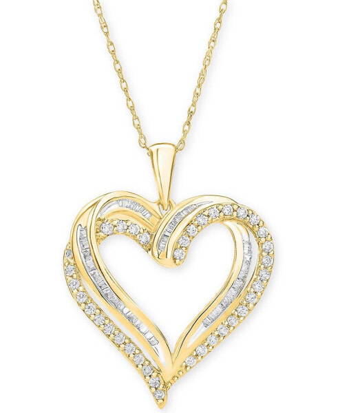 Diamond Heart Pendant 18" Necklace (1/2 ct. t.w.) in 10k White, Yellow or Rose Gold.