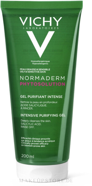 Intensives Gesichtsreinigungsgel für fettige und zu Akne neigende Haut mit Mineralien und Probiotika - Vichy Normaderm Phytosolution Intensive Purifying Cleansing Gel 200 ml