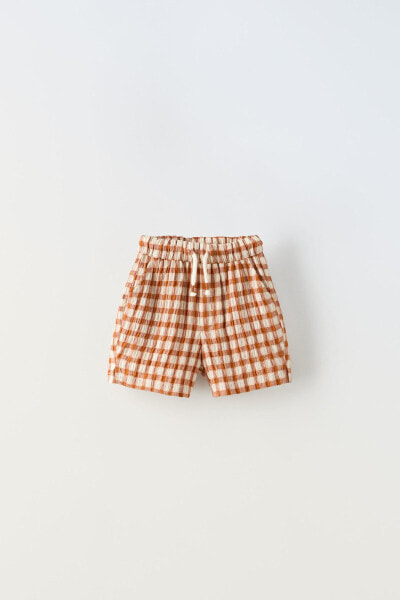 Gingham textured bermuda shorts