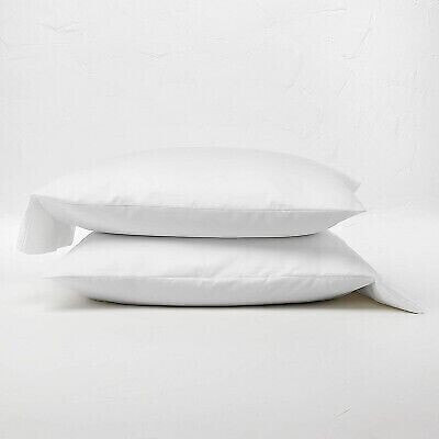Standard 500 Thread Count Washed Supima Sateen Solid Pillowcase Set White -