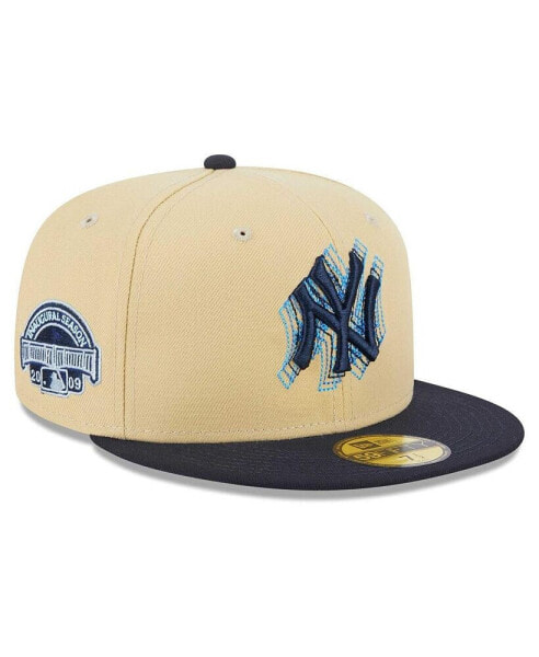 Men's Cream, Navy New York Yankees Illusion 59FIFTY Fitted Hat