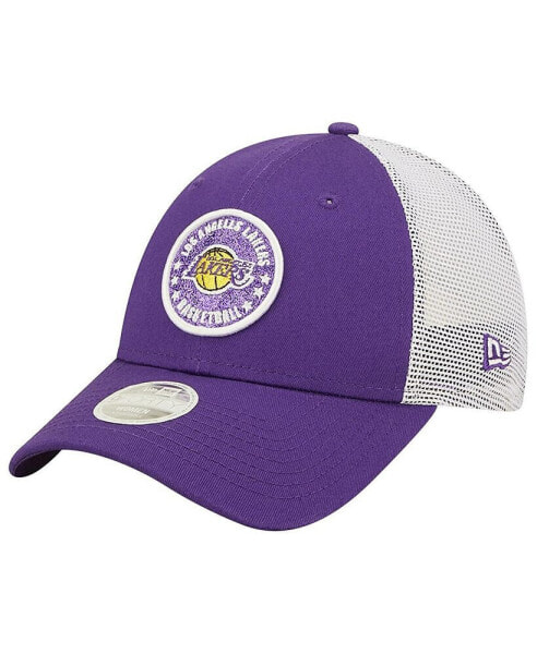 Women's Purple, White Los Angeles Lakers Glitter Patch 9Forty Snapback Hat