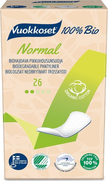 Vuokkoset Wkładki Higieniczne Normal 100% Bio, 26szt.