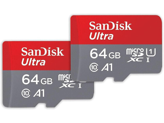 SanDisk 128GB (64GB x 2) Ultra microSDXC A1 UHS-I/U1 Class 10 Memory Card with A