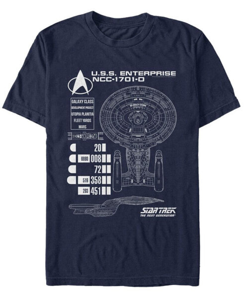 Star Trek Men's The Next Generation U.S.S. Enterprise Ncc-1701-D Schematic Short Sleeve T-Shirt