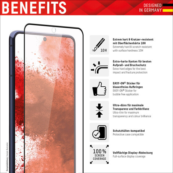 E.V.I. Screen Protector (10H) + Case for Samsung Galaxy S21+ 5G - Mounting Sticker - + Case - full screen coverage - Tempered Glass - scratch resistant protective film - Samsung - Galaxy S21+ - Dry application - Impact resistant - Scratch resistant - Dust resist