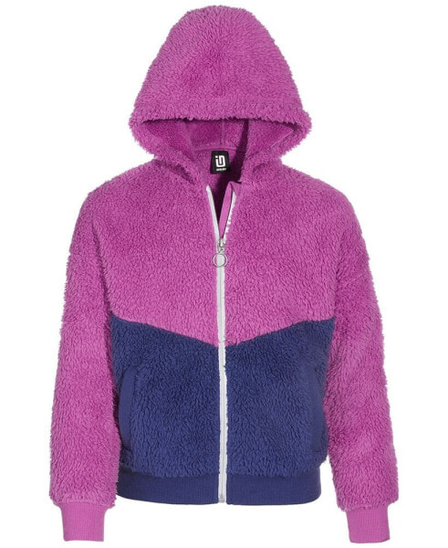 Big Girls Colorblocked Faux-Sherpa Zip Jacket, Created for Macy's