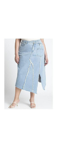 Plus Size Deconstructed Denim Skirt