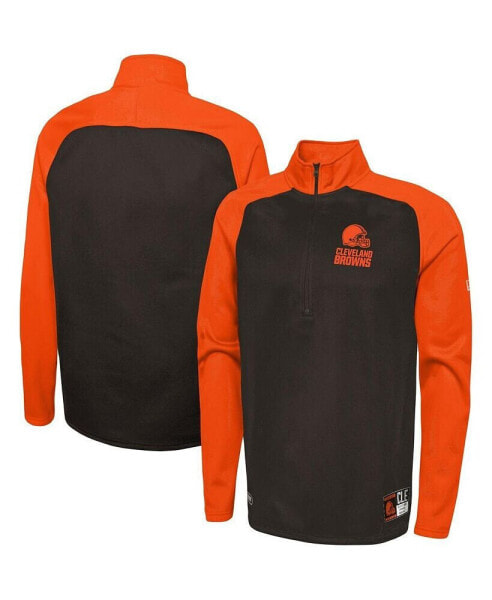 Men's Brown Cleveland Browns Combine Authentic O-Line Raglan Half-Zip Jacket