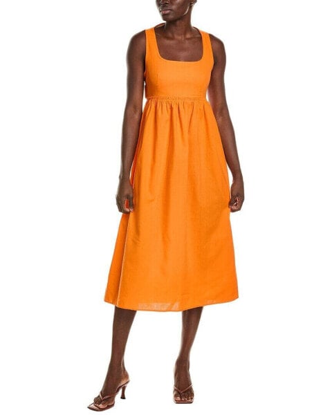 O.P.T. Mariabella Linen-Blend Midi Dress Women's Orange Xs