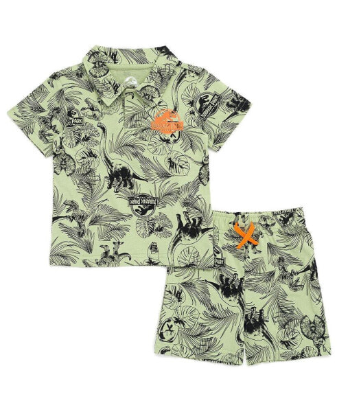 Toddler Boys T-Rex Polo Shirt and Shorts to