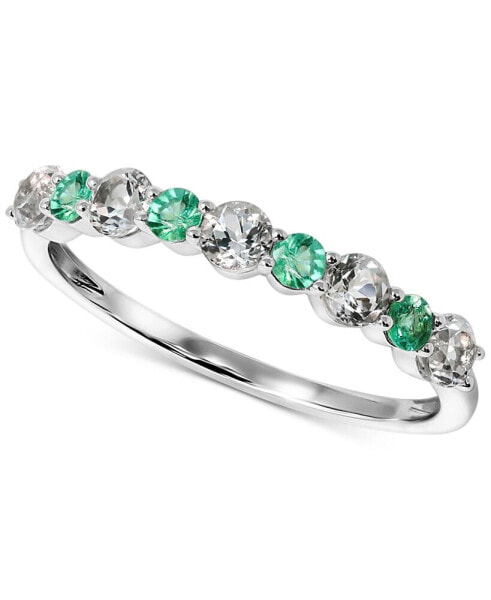 Кольцо Macy's Emerald & White Topaz Band.