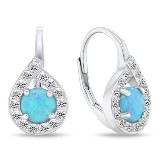 Silver earrings with blue opals EA753WLB