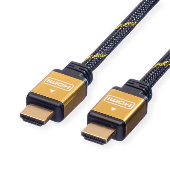 ROLINE 11.04.5500 - 1.5 m - HDMI Type A (Standard) - HDMI Type A (Standard) - 3840 x 2160 pixels - 3D - Black - Gold