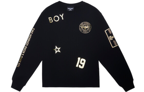 Толстовка Boy London широкий круглый ворот накладной золотистый элемент мужская и женская модель черного цвета Boy London B215NBT36102 B215NBT36102