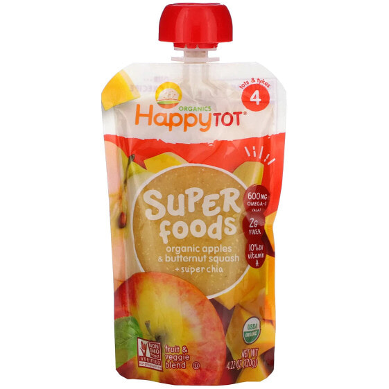 Happy Tot, Superfoods, For 2+ Years, Organic Apples, Butternut Squash, & Chia, 4.22 oz (120 g)