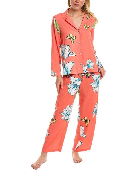 Natori 2Pc Wild Poppy Pajama Set Women's Orange M