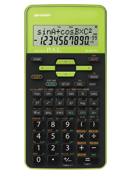 Калькулятор карманный на батарейках Sharp EL531TH - Scientific - 10 разрядов - 2 строки - черный, зеленый