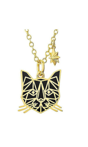 s Captain Goose Inspired Yellow Gold Plated Cat Pendant Necklace