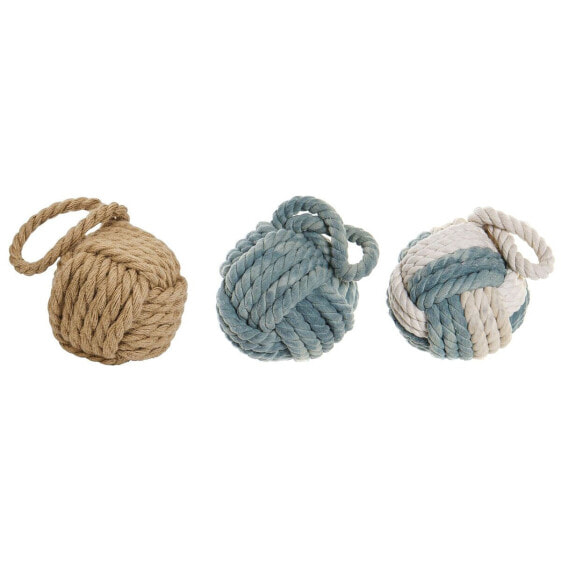 Decorative Figure DKD Home Decor Blue Brown White Knot 14 x 14 x 28 cm Mediterranean (3 Pieces)