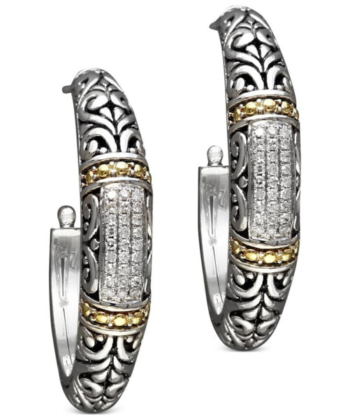 Balissima by EFFY® Diamond Hoop Earrings (1/4 ct. t.w.) in 18k Gold and Sterling Silver