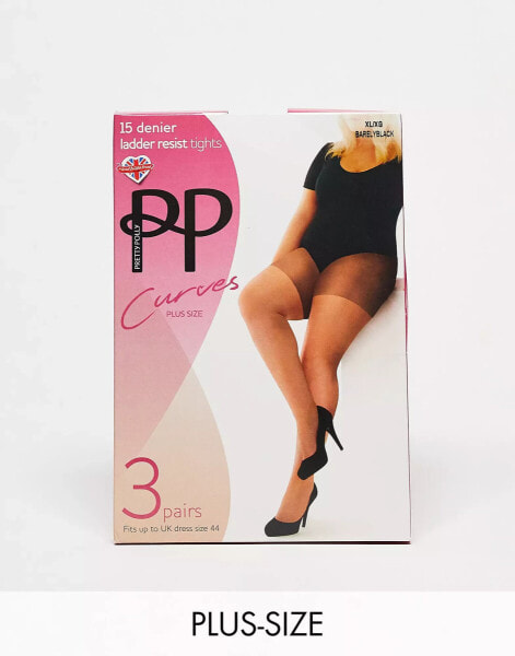 Pretty Polly Curve ladder resist 15 Denier 3 pack tights in barely black