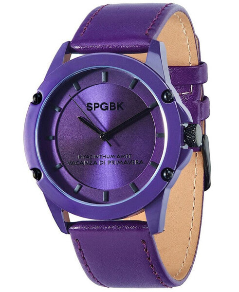 Unisex Britt Purple Leather Band Watch 44mm