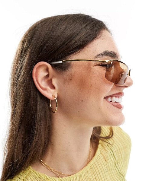 AIRE vega metal rectangle sunglasses in gold