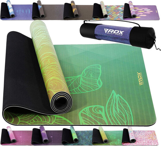RDX Yoga Mat PU 6 mm Non-Slip Gymnastics Mat Pilates Mat REACH RoHS Compliant 6P Rubber Exercise Mat Fitness Pilates Gymnastics with Carry Bag Strap, Aerobics, Stretching Training Mat 183 x 61 cm
