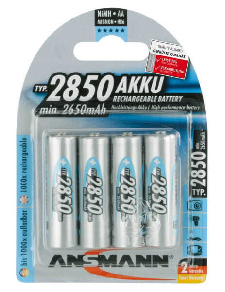 Ansmann 5035212 - Rechargeable battery - Nickel-Metal Hydride (NiMH) - 1.2 V - 4 pc(s) - 2850 mAh - Blue - Silver