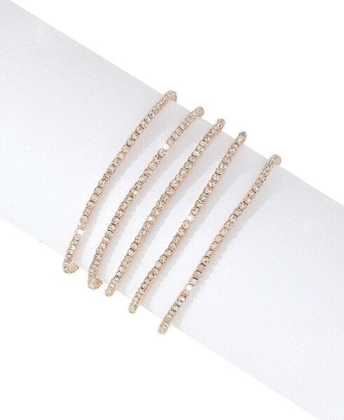 Women's 14K Gold-Tone Plated Crystal Stretch Bracelet Set, 2 pieces
