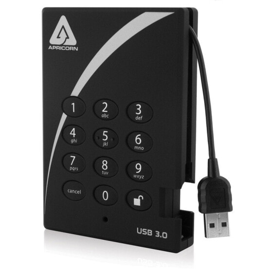 Apricorn Aegis Padlock USB 3.0 500GB - 500 GB - 3.2 Gen 1 (3.1 Gen 1) - 5400 RPM - Black
