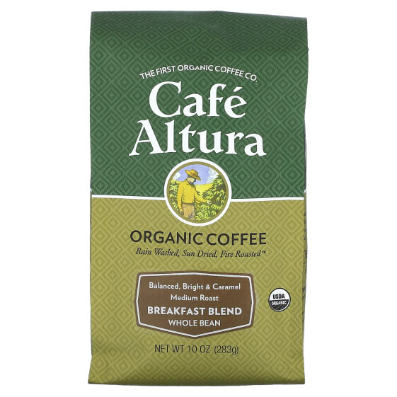 Cafe Altura, Organic Coffee, смесь для завтрака, цельные зерна, средняя обжарка, 283 г (10 унций)