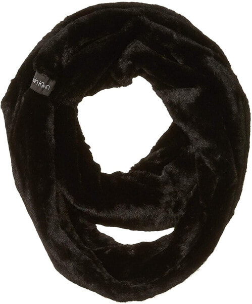 Calvin Klein Women's 247424 Solid Faux Fur Infinity Scarf Black Size OS