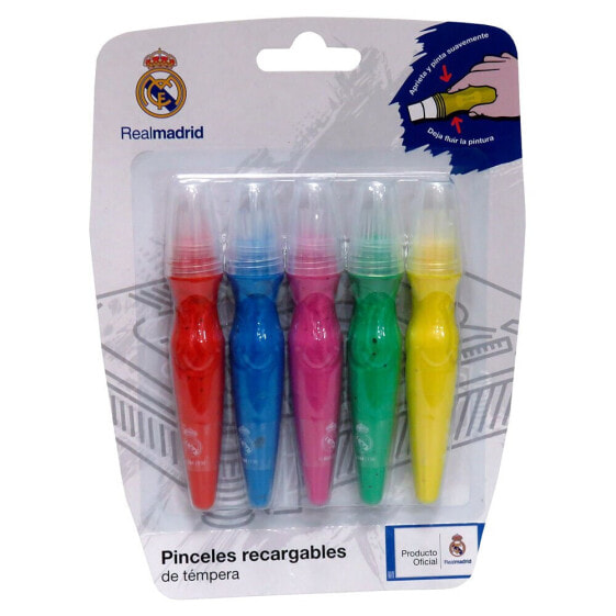 REAL MADRID 5 Tempera Paint Brushes