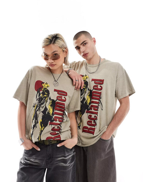 Reclaimed Vintage unisex oversized t-shirt with cowboy graphic