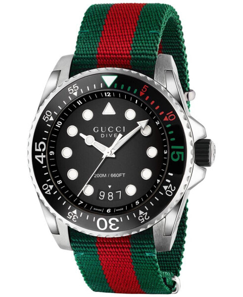 Dive Green & Red Nylon Strap Watch 44mm