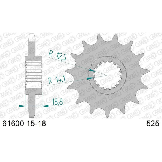 AFAM 61600NR-525 Con Gomma Antirumore Sprocket With Anti-Noise Rubber front sprocket