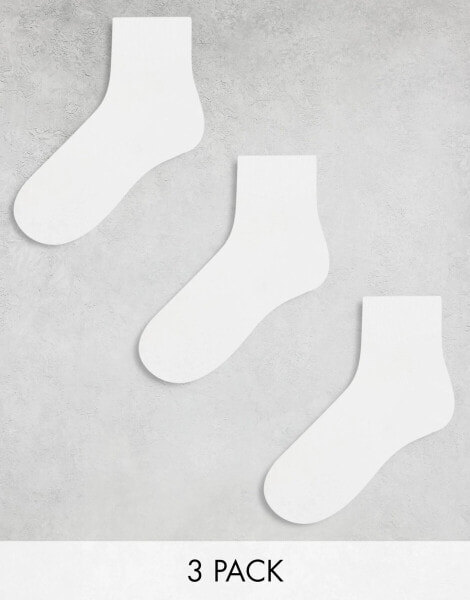 ASOS DESIGN 3 pack sports socks with terry sole and arch support in white