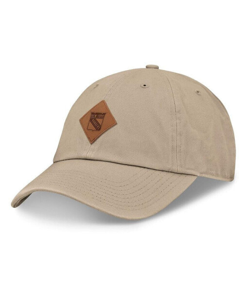 Men's Khaki New York Rangers Elements Unstructured Patch Leather Strapback Hat